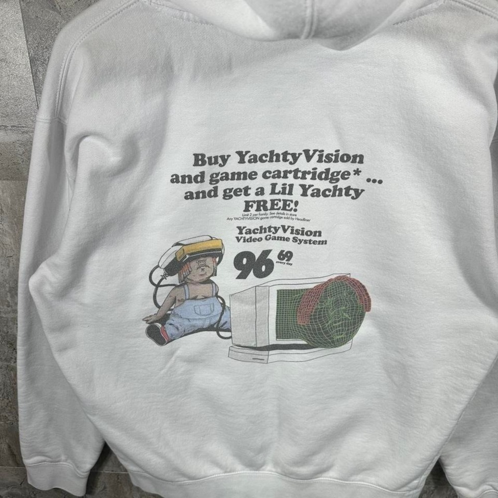 LIL‎ Yachty rap hoodie yachty vision White pullover Men's Size Medium #Rapper